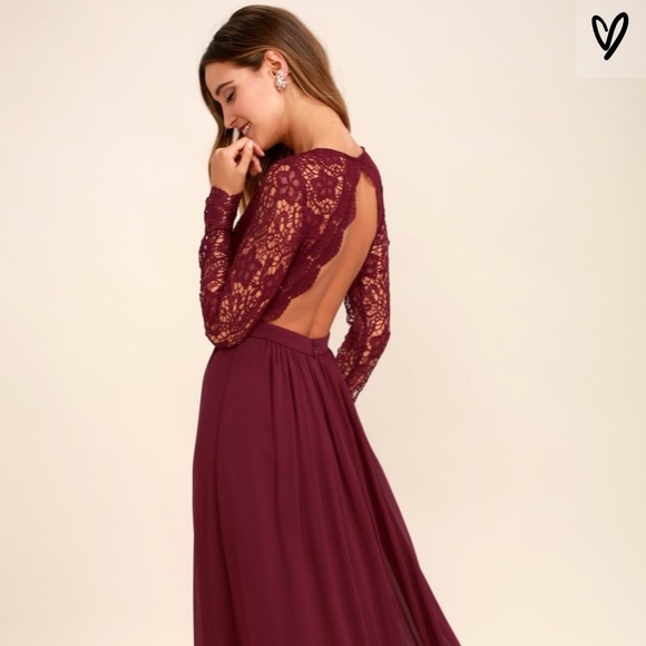 Lulu’s Maroon Lace Dress - Picture 2 of 2